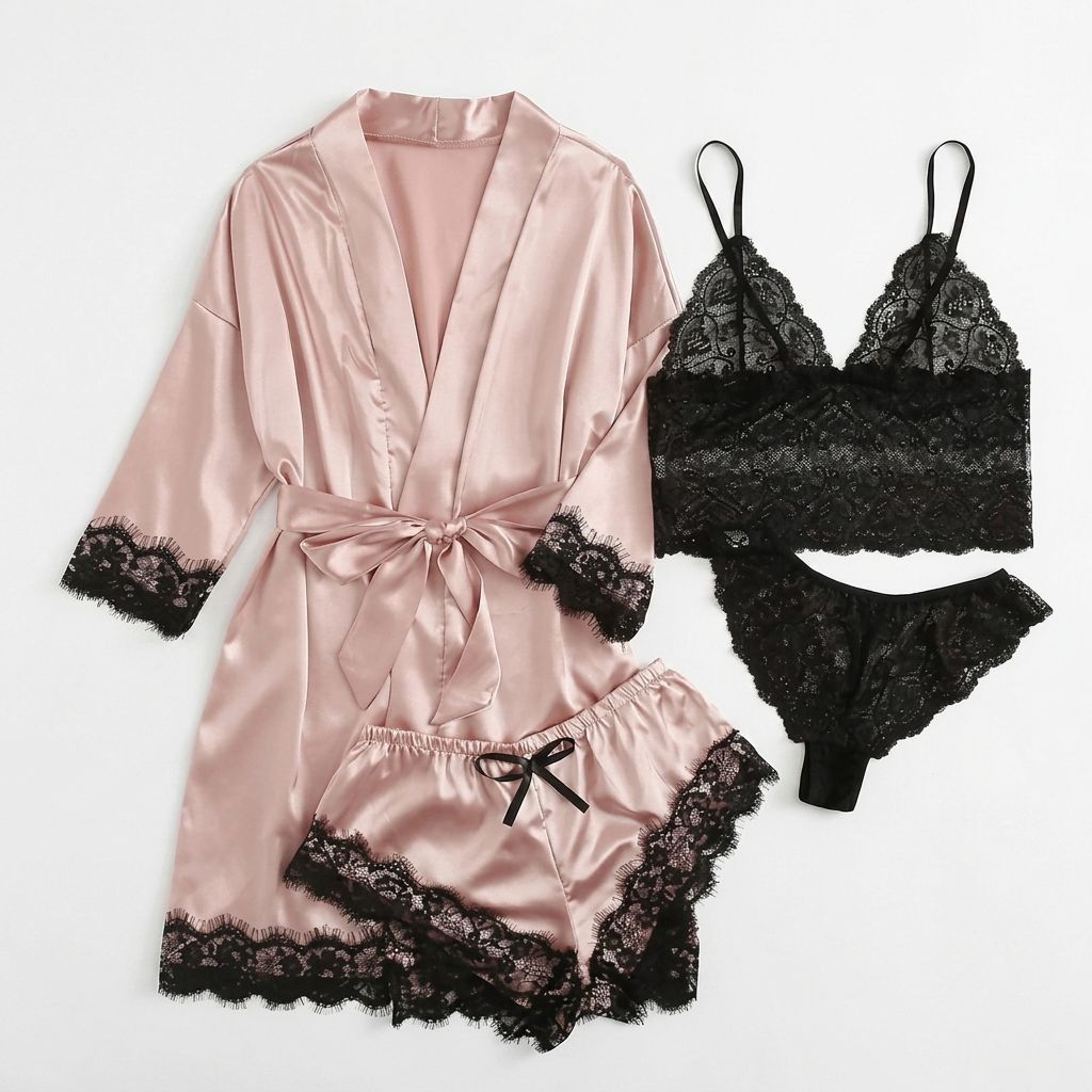 Womens Satin Pajama Set with Adjustable Straps