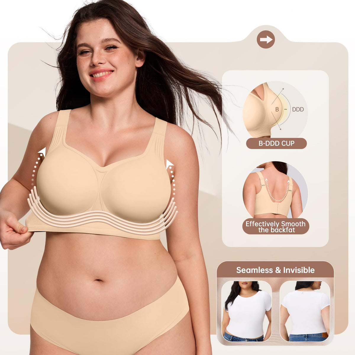 Seamless Wireless Support Bra for Women