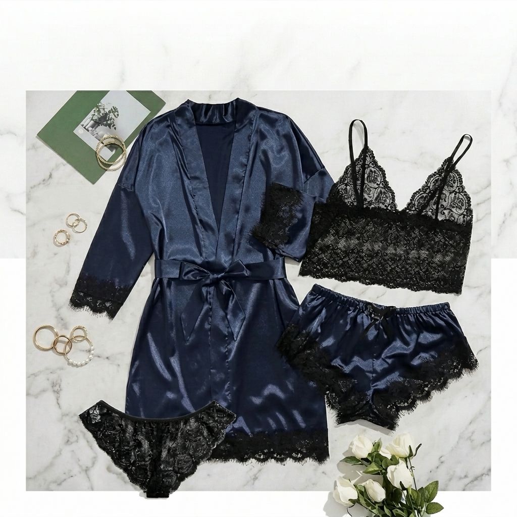 Womens Satin Pajama Set with Adjustable Straps