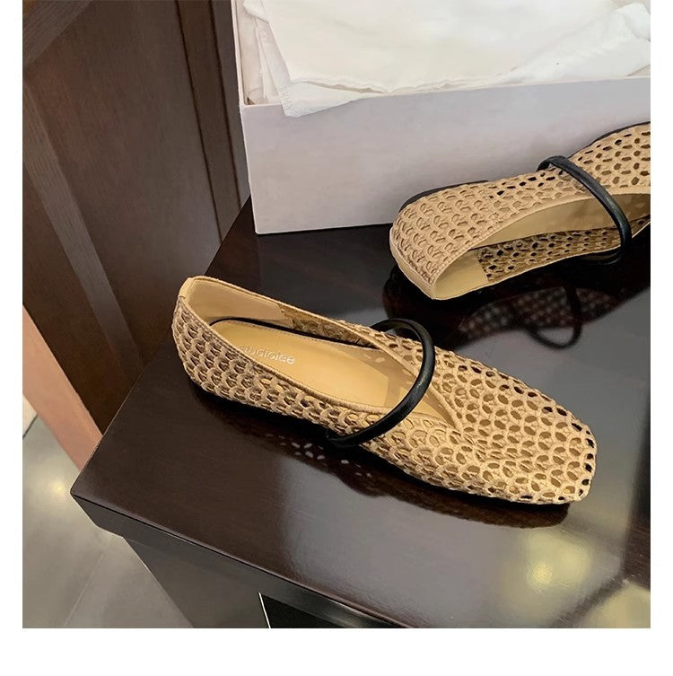 Womens Square Toe Mesh Sandals