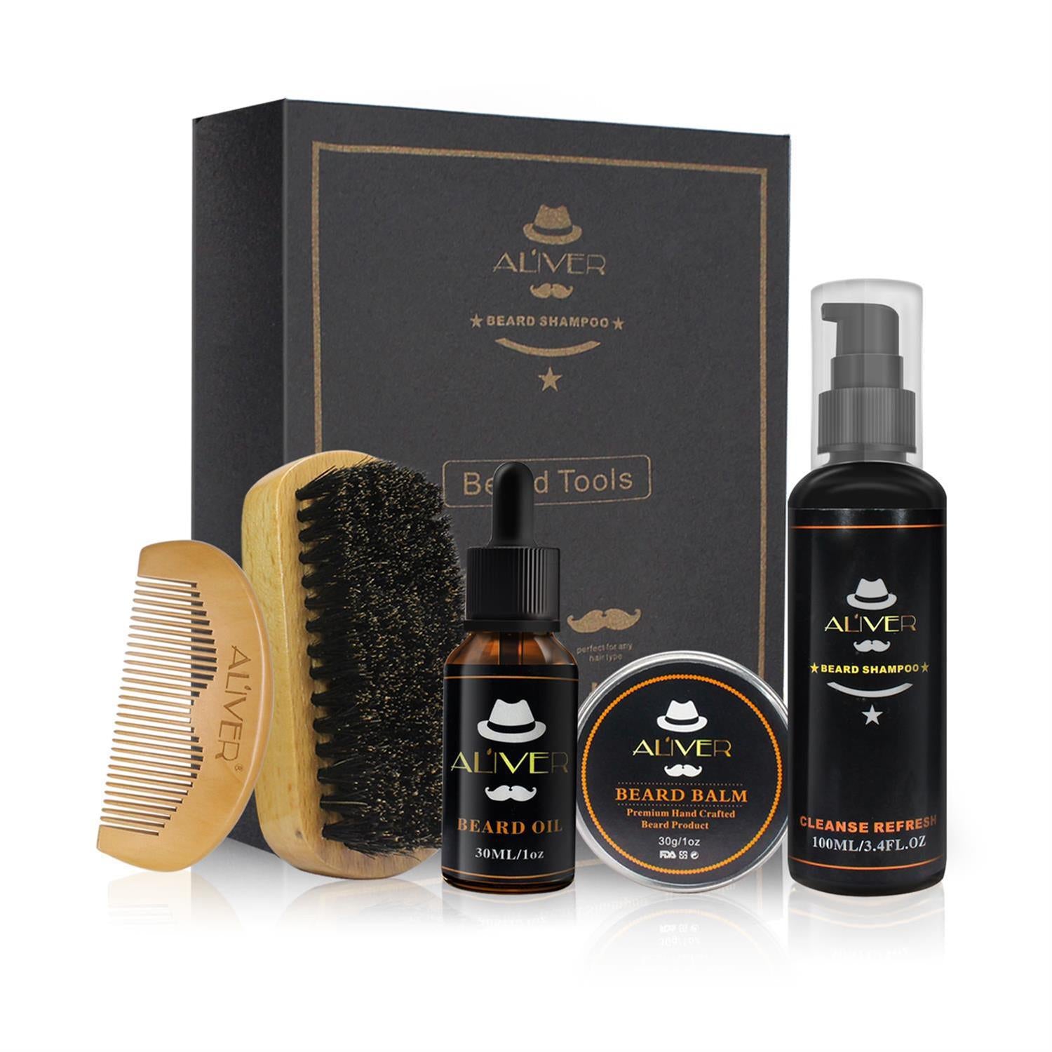 Beard Care Kit with Oil Balm Comb Brush