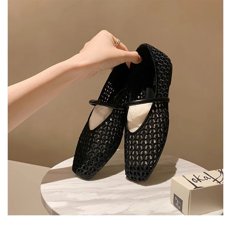 Womens Square Toe Mesh Sandals
