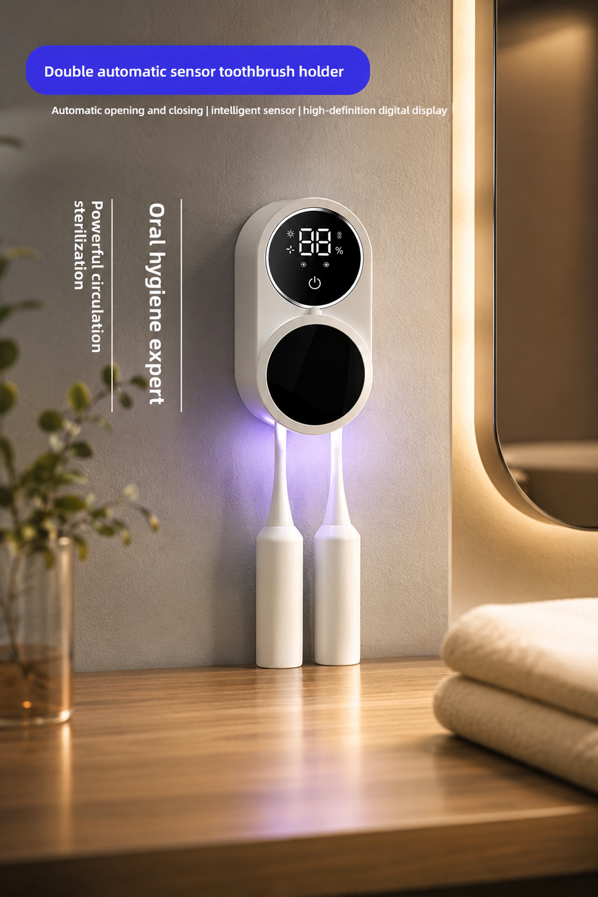 Smart UV Toothbrush Sanitizer with Drying Function
