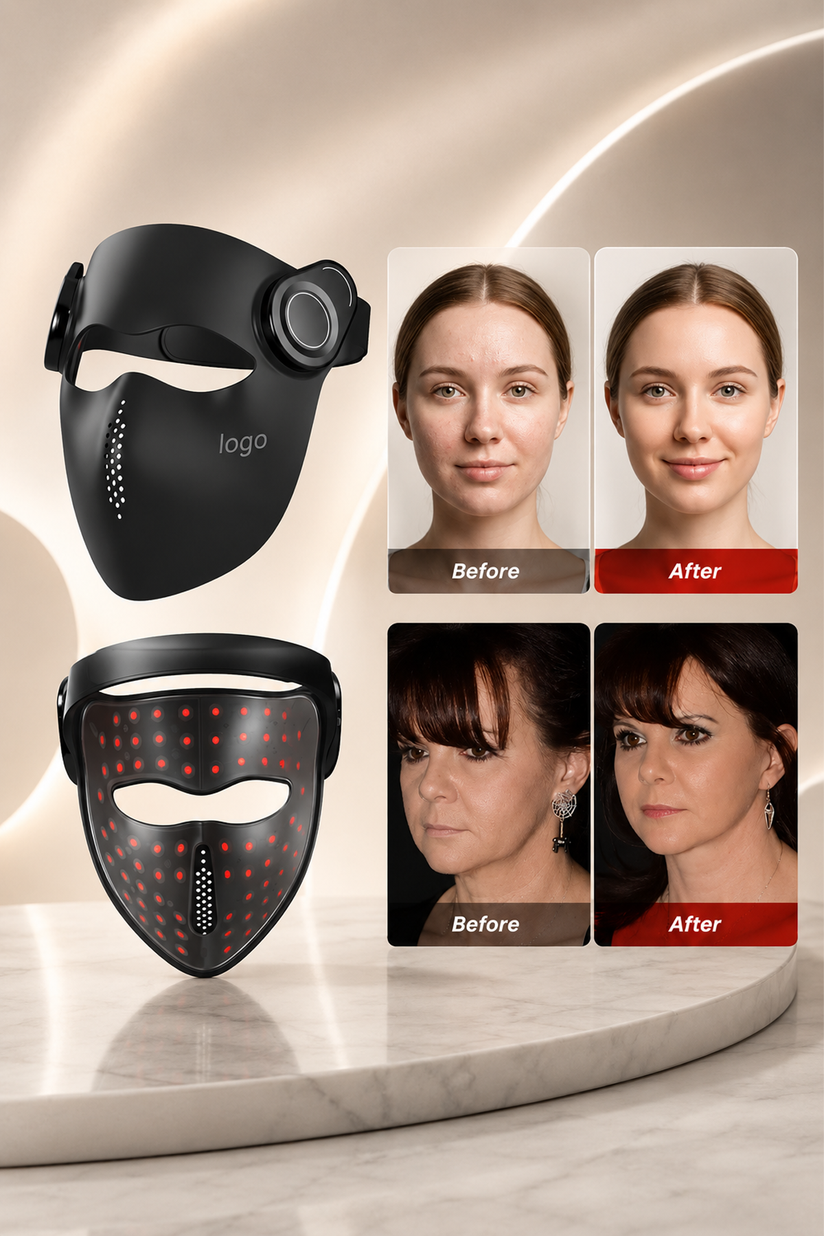 LED Light Therapy Facial Mask with Voice Remote