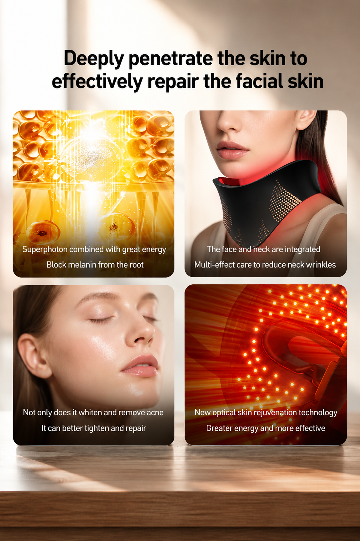 Photon Therapy LED Facial Mask with Neck Care