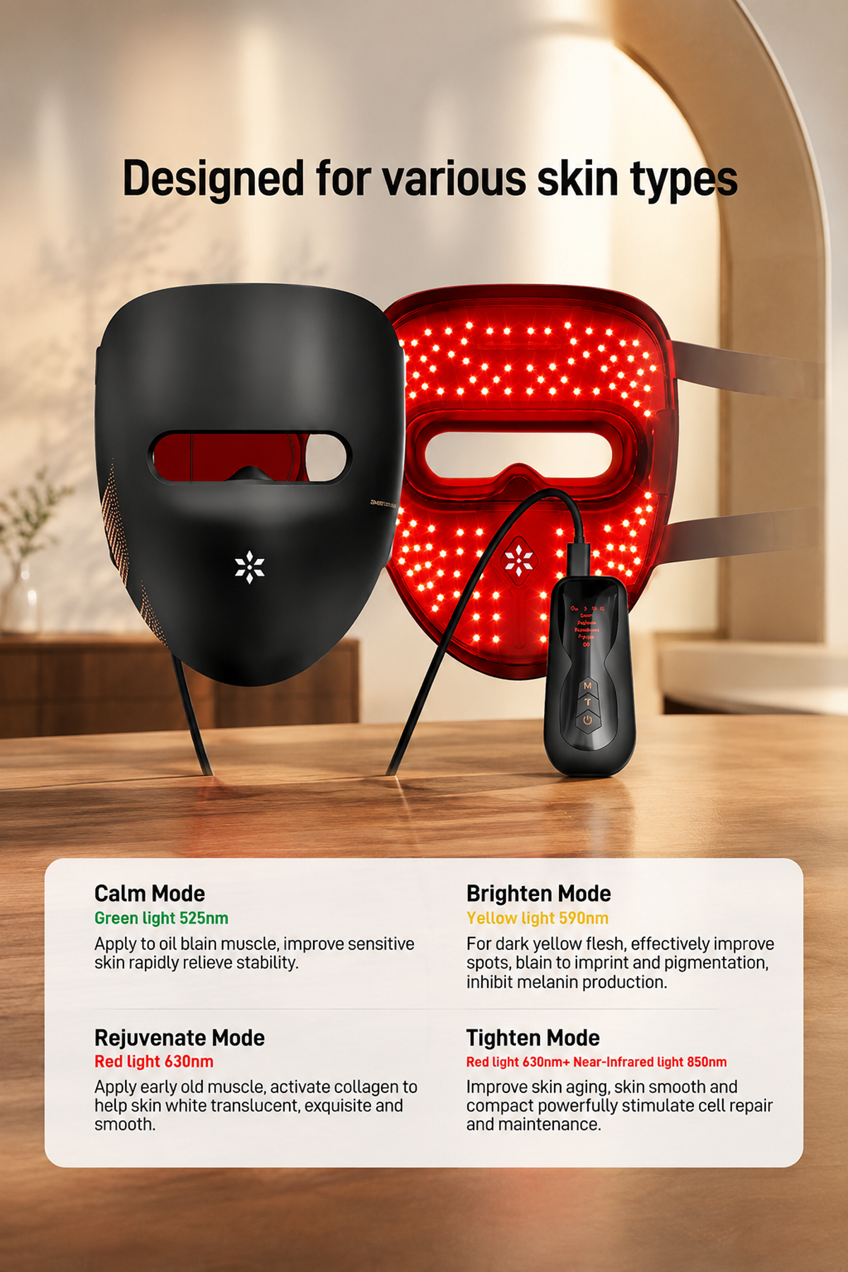 Photon Therapy LED Facial Mask with Neck Care