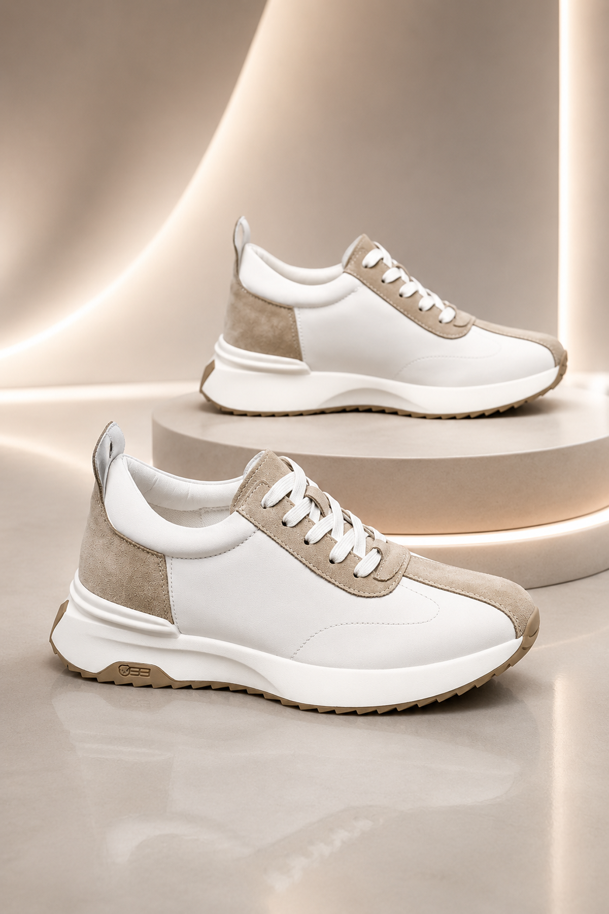 Mens Heightening Leather Sneakers Breathable Casual Shoes