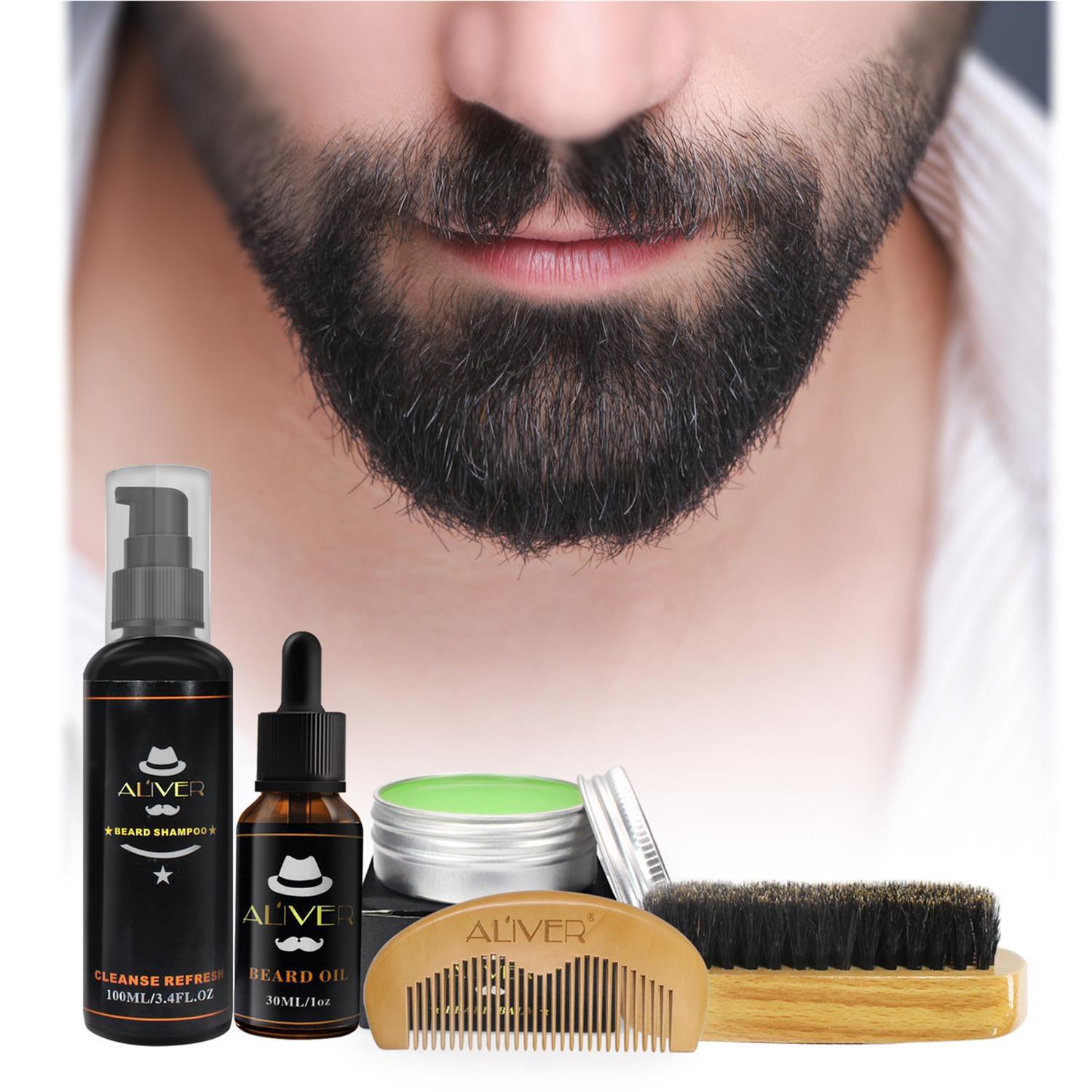 Beard Care Kit with Oil Balm Comb Brush