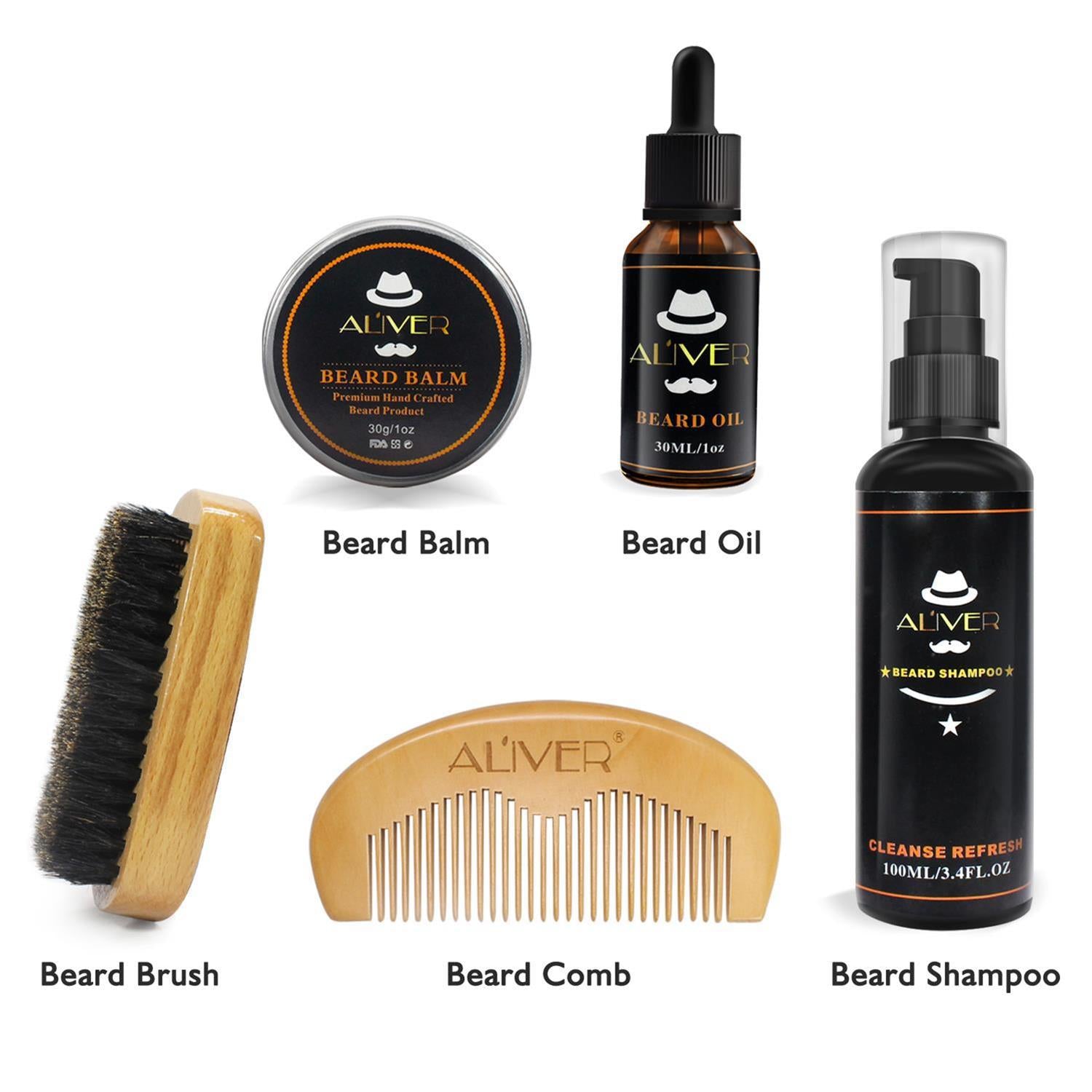 Beard Care Kit with Oil Balm Comb Brush