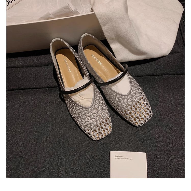 Womens Square Toe Mesh Sandals