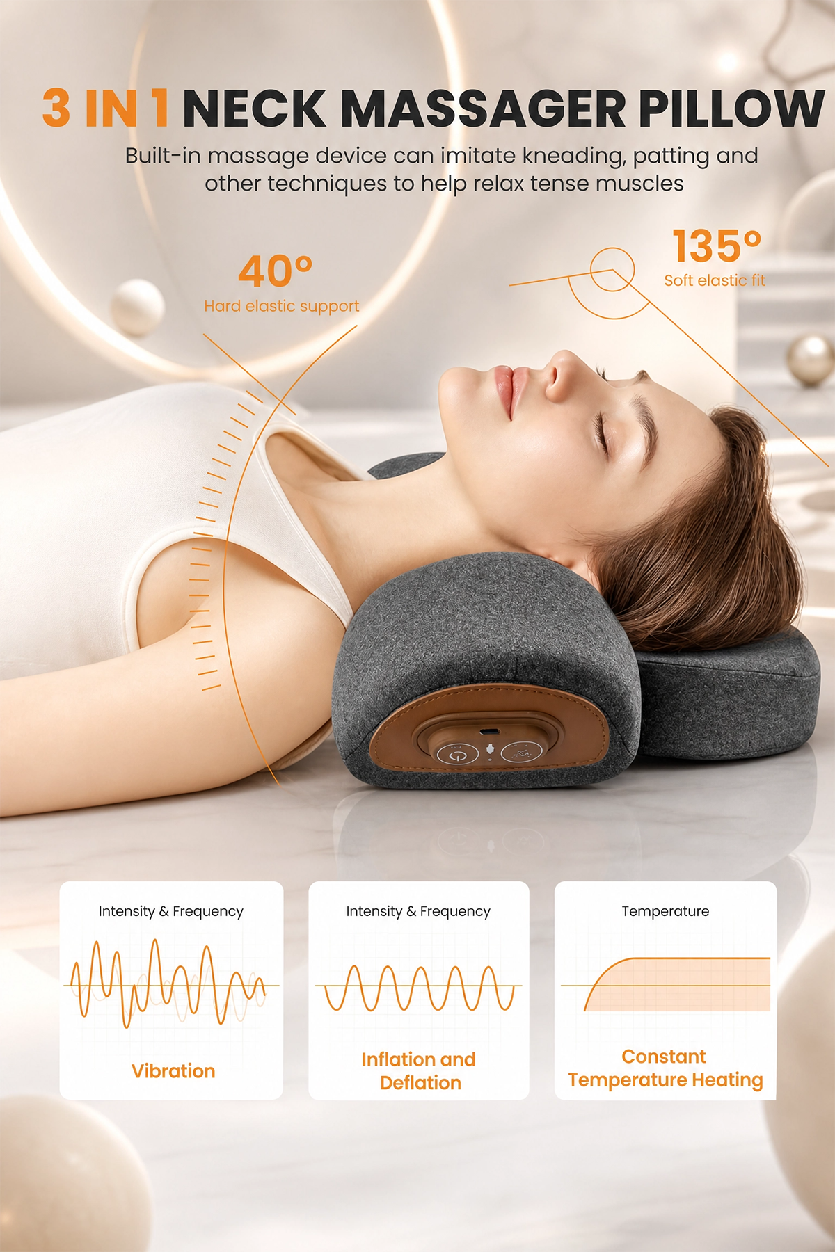 Adjustable Heating Massage Neck Pillow with Memory Foam