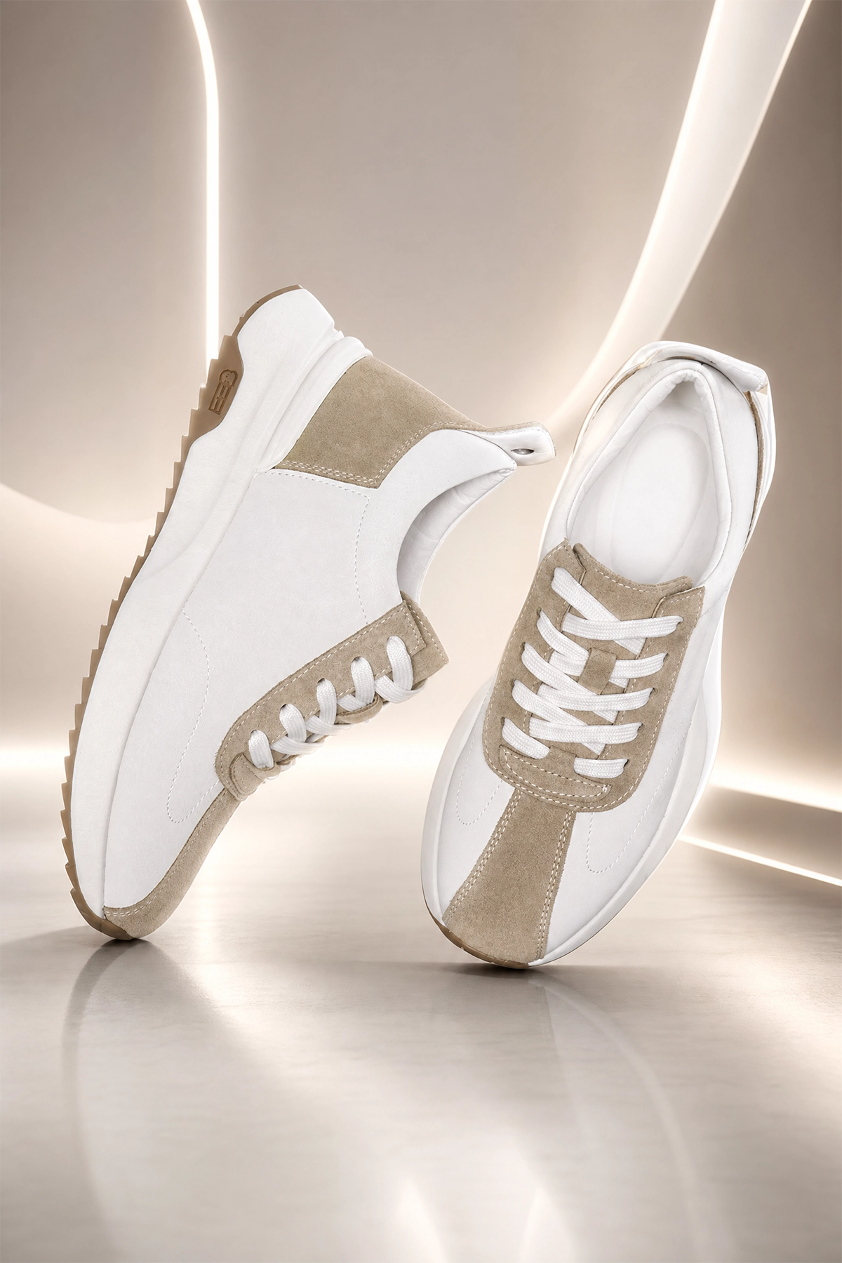 Mens Heightening Leather Sneakers Breathable Casual Shoes