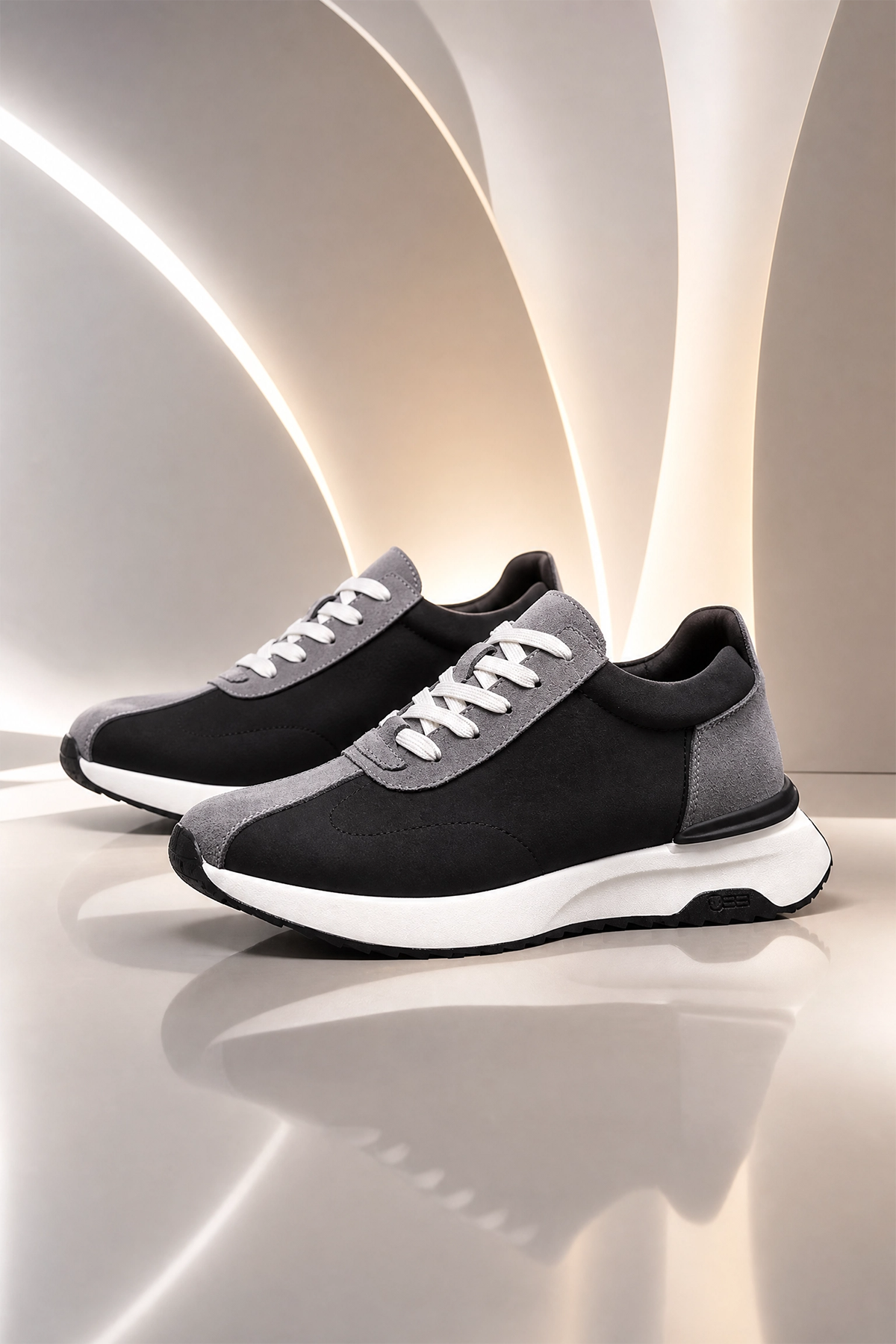 Mens Heightening Leather Sneakers Breathable Casual Shoes